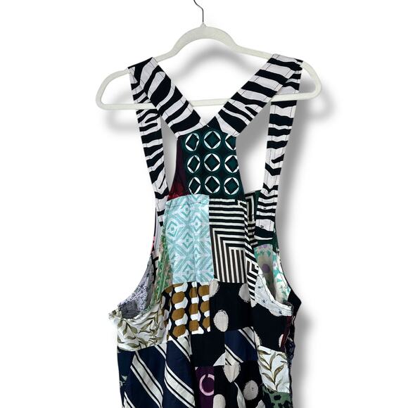 Handmade In India NWOT Patchwork Adjustable Coconut Buttons Oversized Overalls - Picture 9 of 11